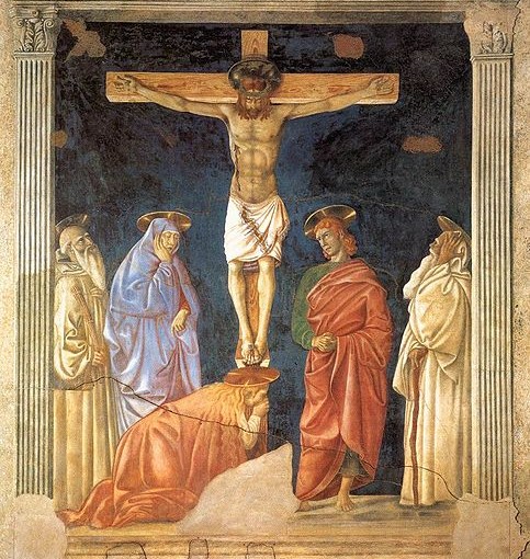 Crocifissione e santi, affresco staccato, cm. 355 x 285, biennio 1440-1441, Ospedale di Santa Maria Nuova, Firenze.
